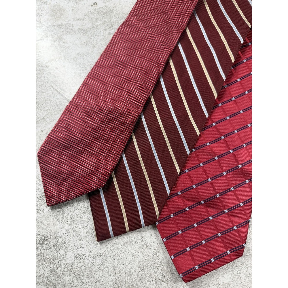 Nautica Tie Set Mens One Size Red Striped Polyester Pointed Necktie Made In USA
